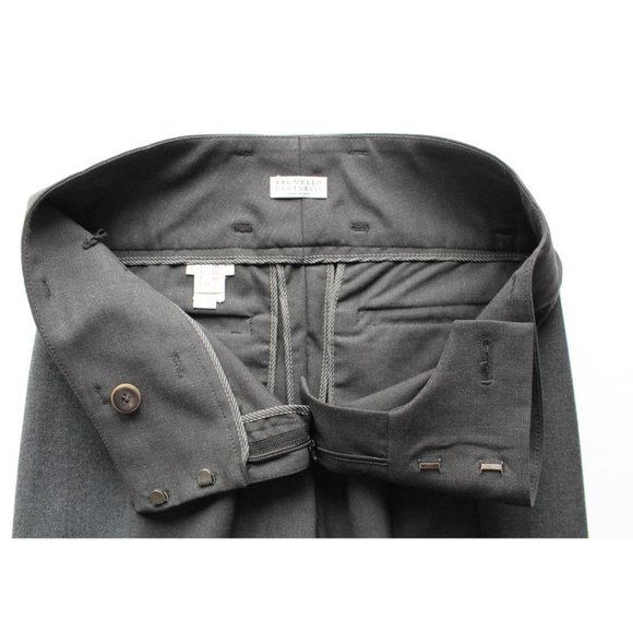 Brunello Cucinelli Virgin Wool Blend Tapered Leg Cuffed Trouser Steel Size 4 - Picture 6 of 10